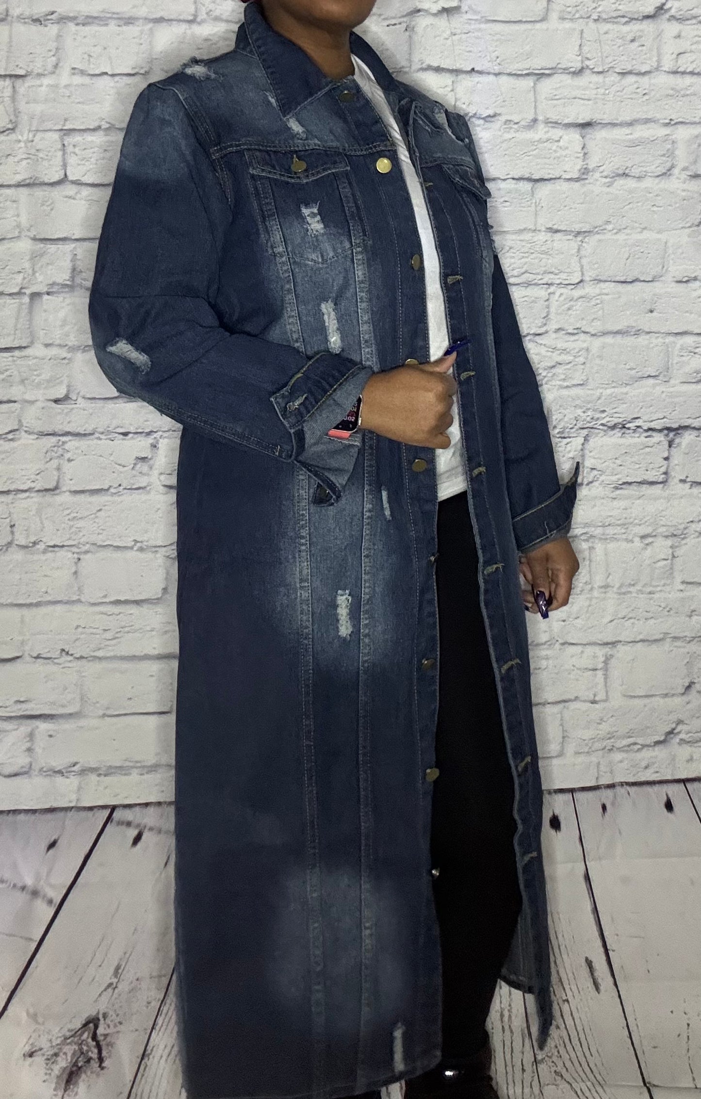 Distressed denim jacket