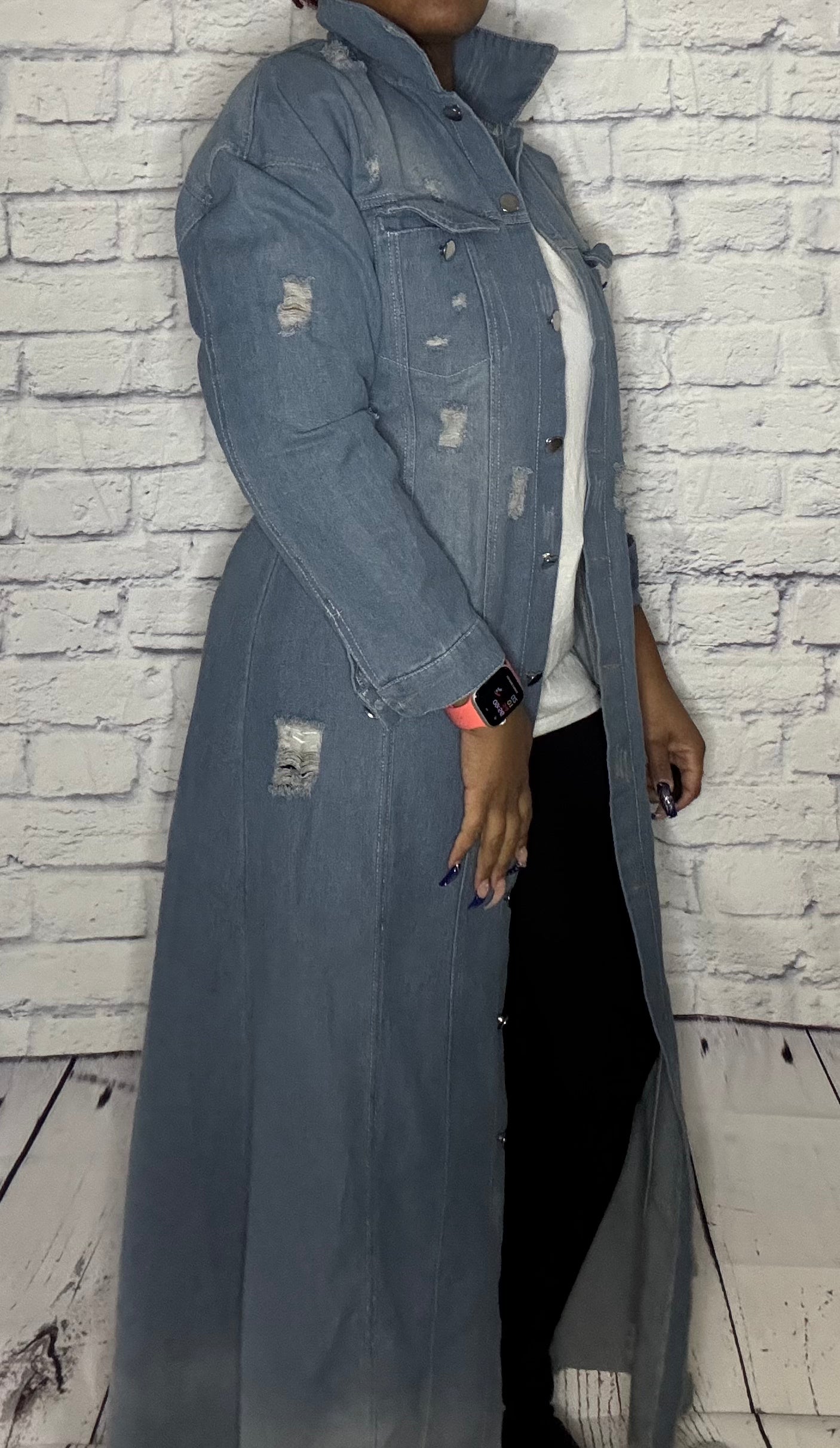 Distressed denim jacket